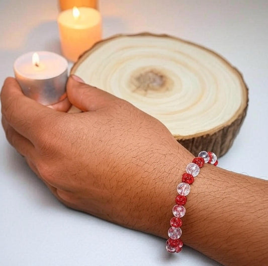 Rudraksha and Clear Quartz Bracelet